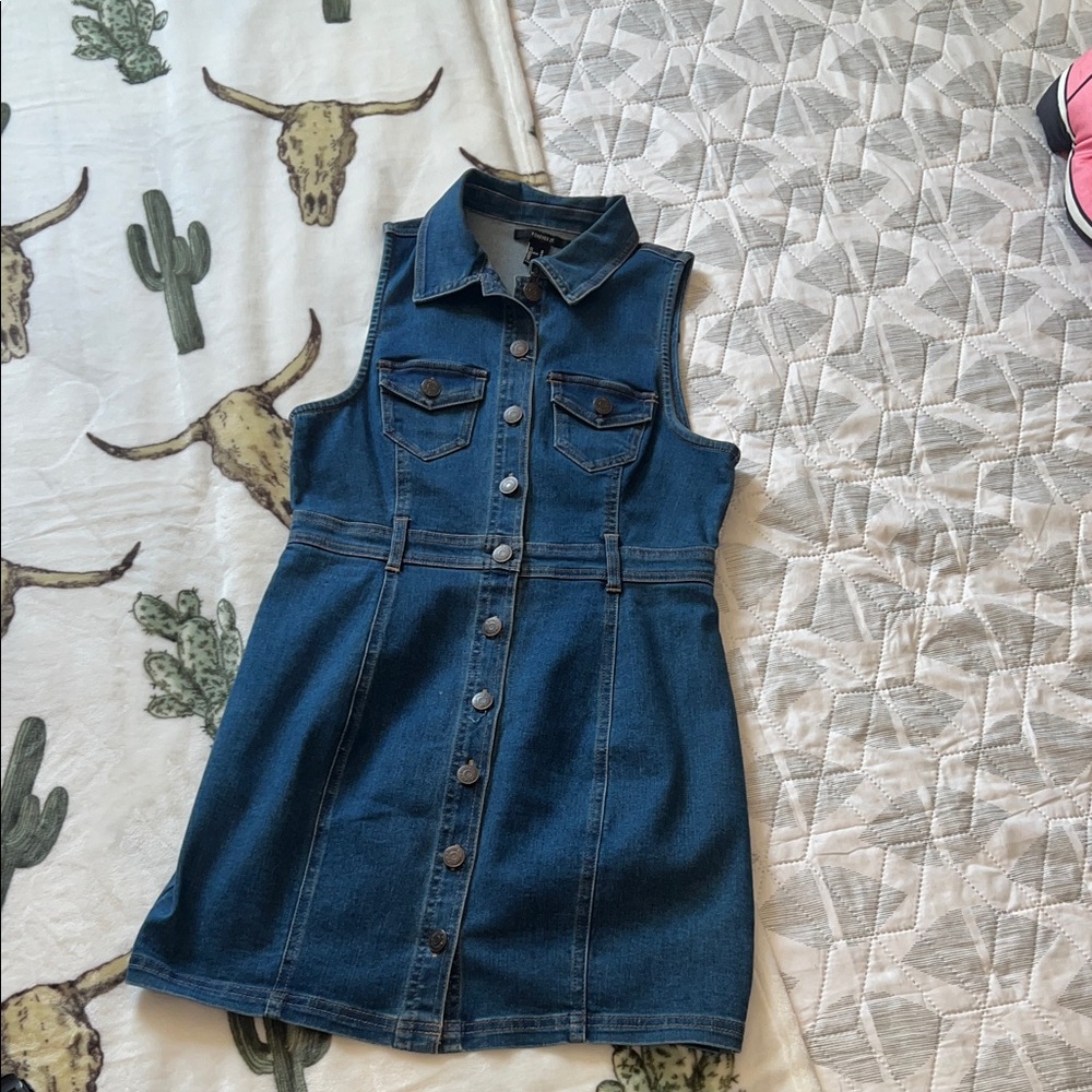 Forever 21 Sleeveless Blue Denim Dress